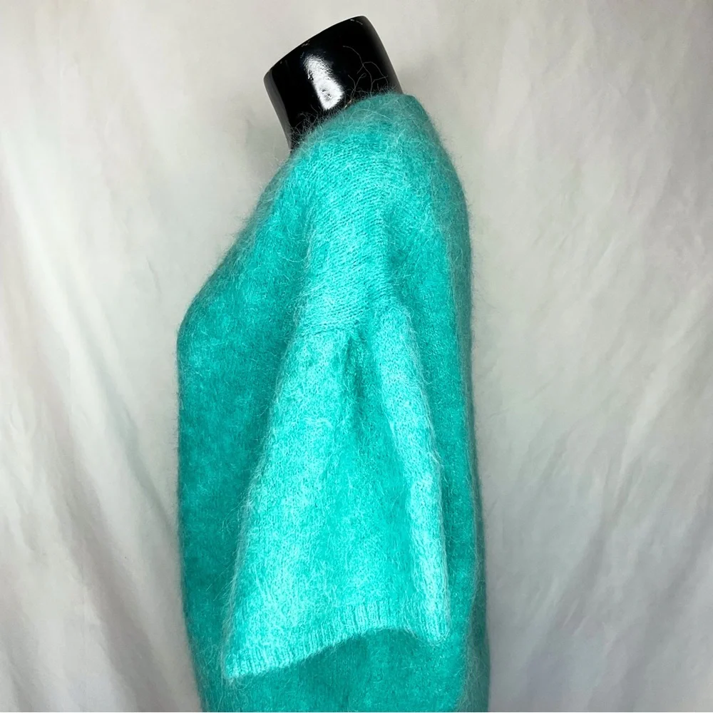 Banana Republic Alpaca Wool Sweater Teal Puff Sleeve Large - Picture 11 of 13